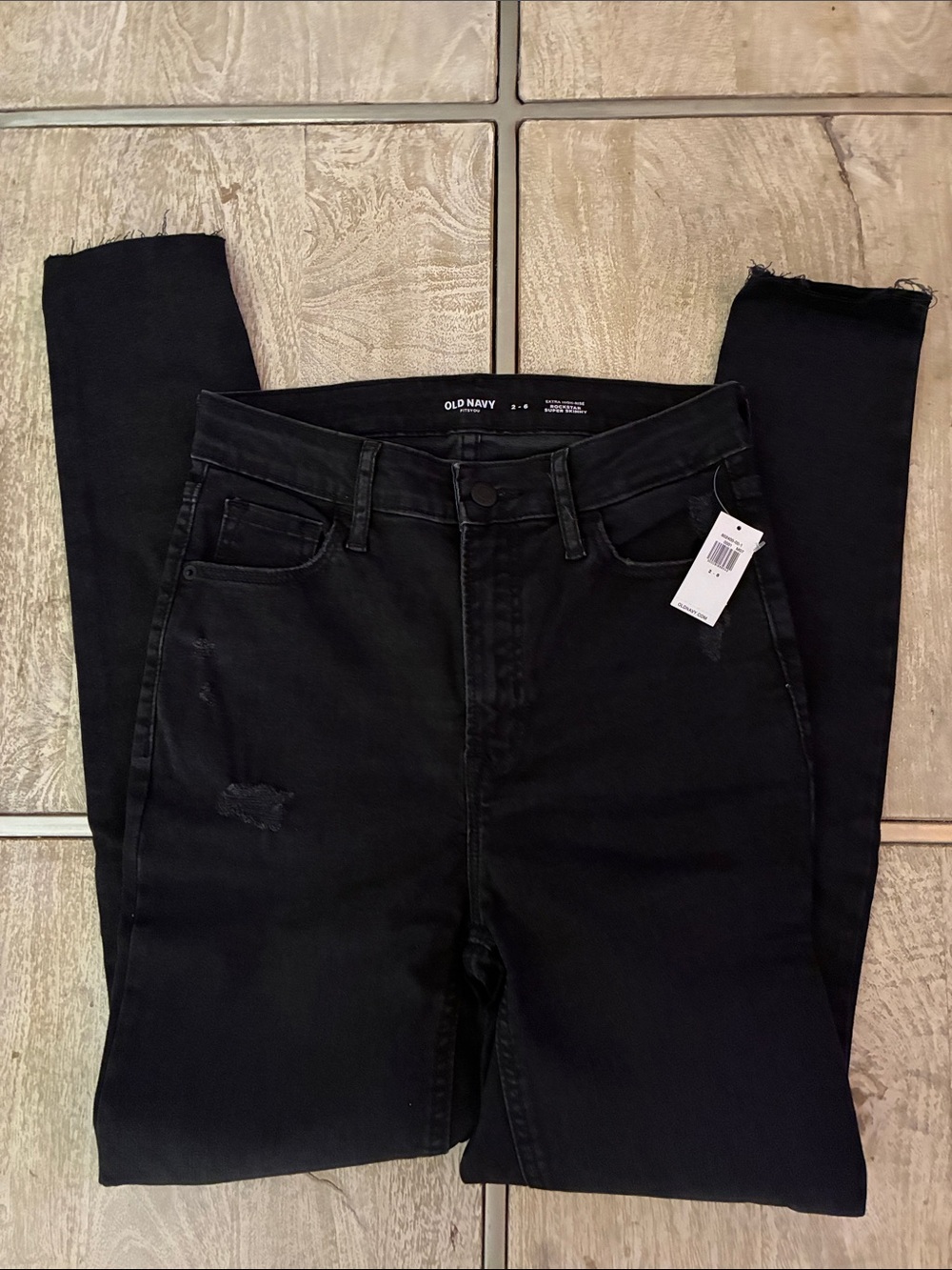 Old Navy Black High-Rise Skinny Jeans with Raw Hem